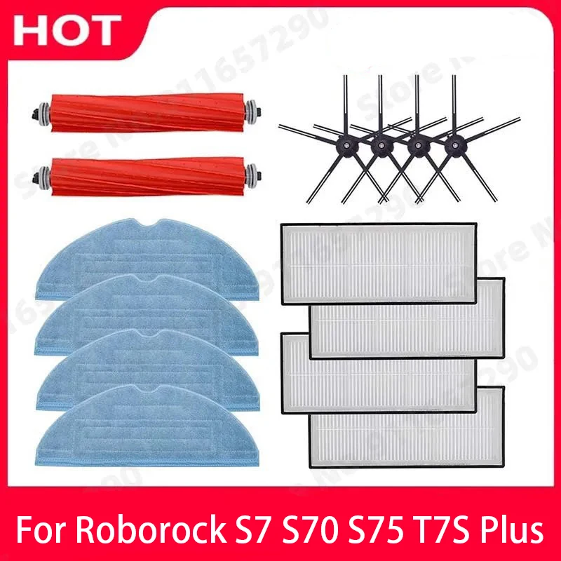 Roborock S7 S70 S75 S7Max s7MaxV T7S Plus Hauptrolle Bürste Mopp Lappen Hepa-Filter Seitenbürste Staubsauger Zubehör
