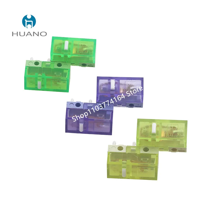 New HUANO Yellow Green Purple Transparent White Dot Mouse Micro Switch Button - 90M 100M 120 Million Click Lifespan