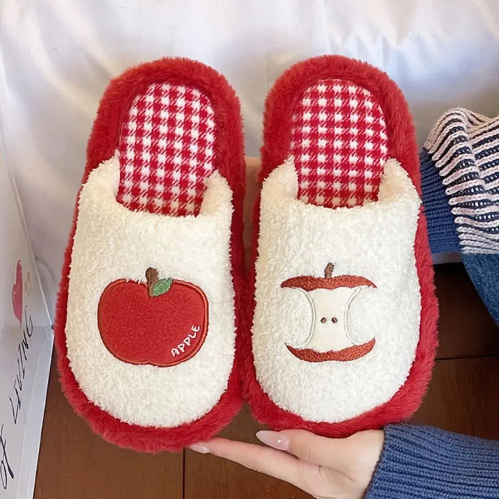 موضة شبكة شريط لطيف نعال قماش نعل سميك عدم الانزلاق الفاكهة نعال قماش عادية لينة الشتاء الشرائح النساء المنزل