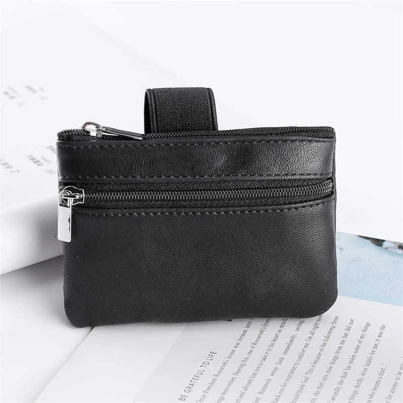 Porte-monnaie en cuir véritable pour homme, portefeuille court portable pour la course, le sport, le bracelet créatif à fermeture éclair, les étuis pour cartes de visite