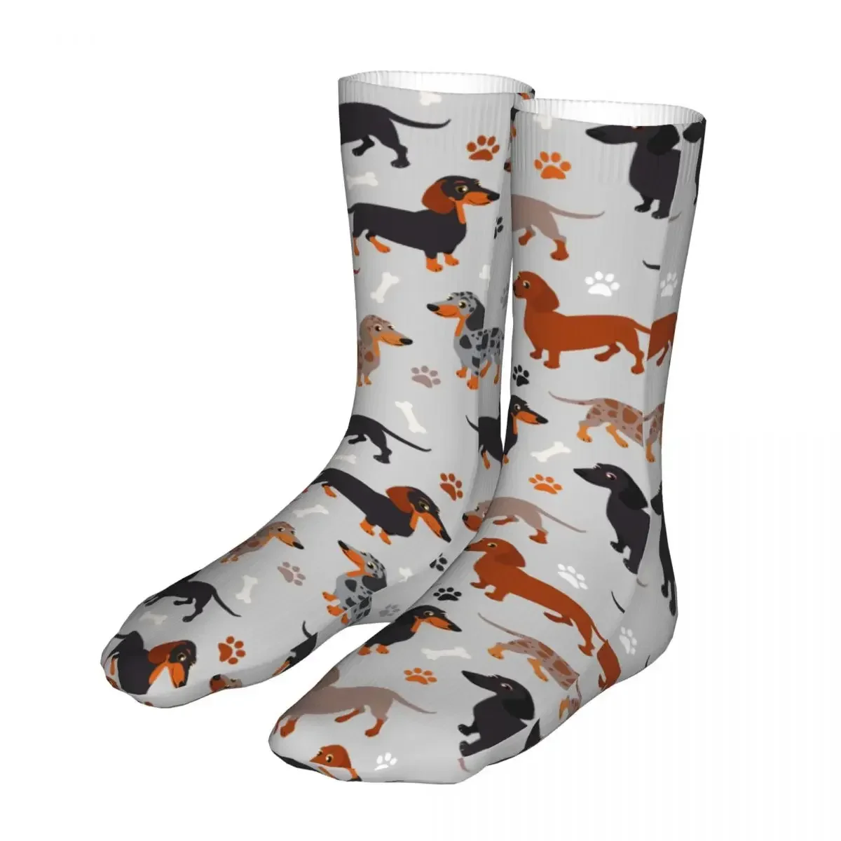 New Socks Men's Women's Casual Dachshund Paws And Bones Pattern  Animal Sport  Spring Summer Autumn Winter