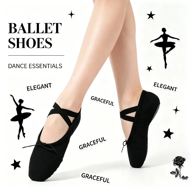 Zapatillas de Ballet con Punta Plana y Suela Suave para Niños y Adultos, Negras y Blancas, para Yoga, Gimnasio, Danza del Vientre, Entrenamiento, Actuación y Danza Casual