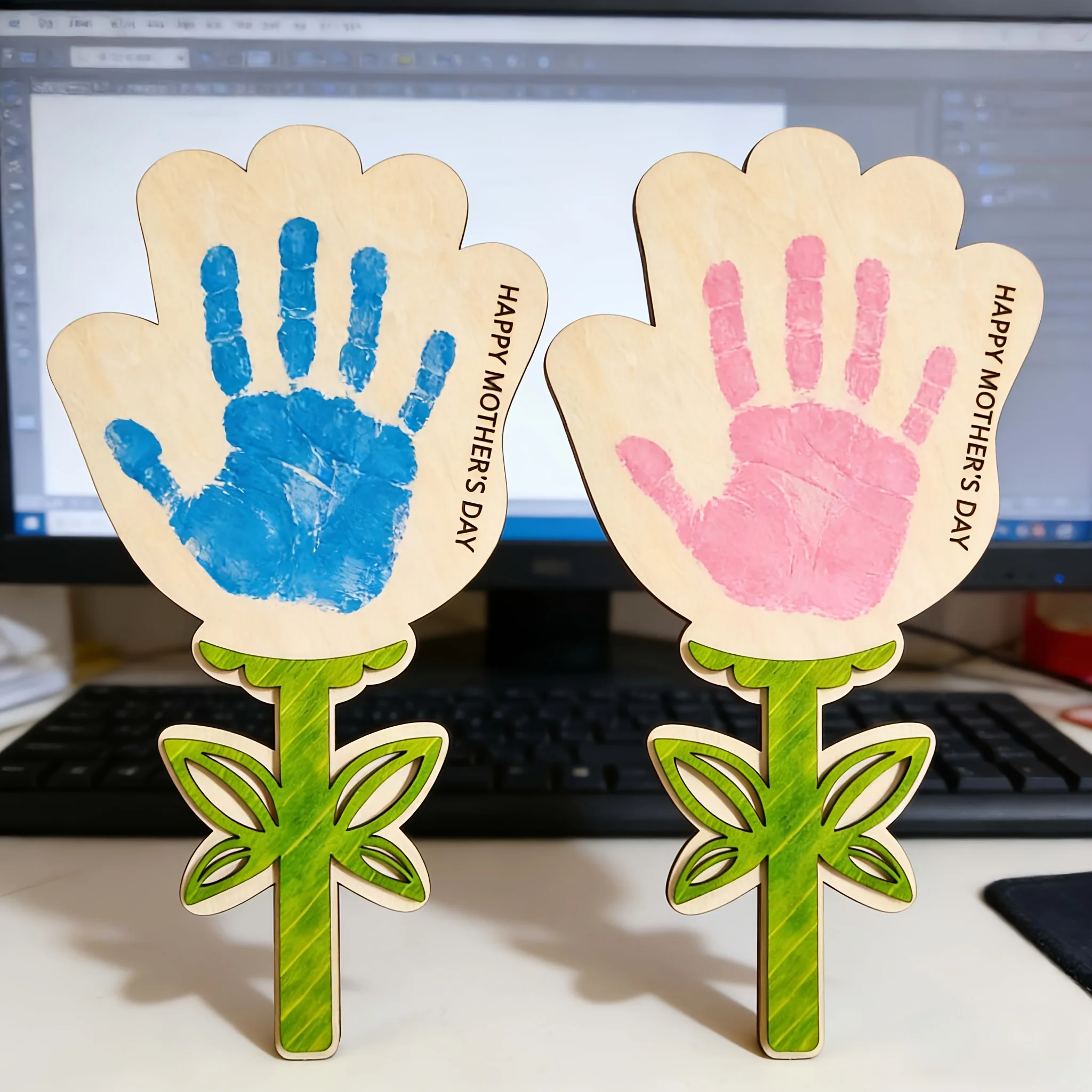 Art Craft Mother'S Day - ชุดงานฝีมือดอกไม้ลายมือไม้สำหรับวันแม่, ของขวัญที่ระลึก DIY ลายมือสำหรับคุณแม่, ของตกแต่งศิลปะครอบครัวแบบส่วนตัว