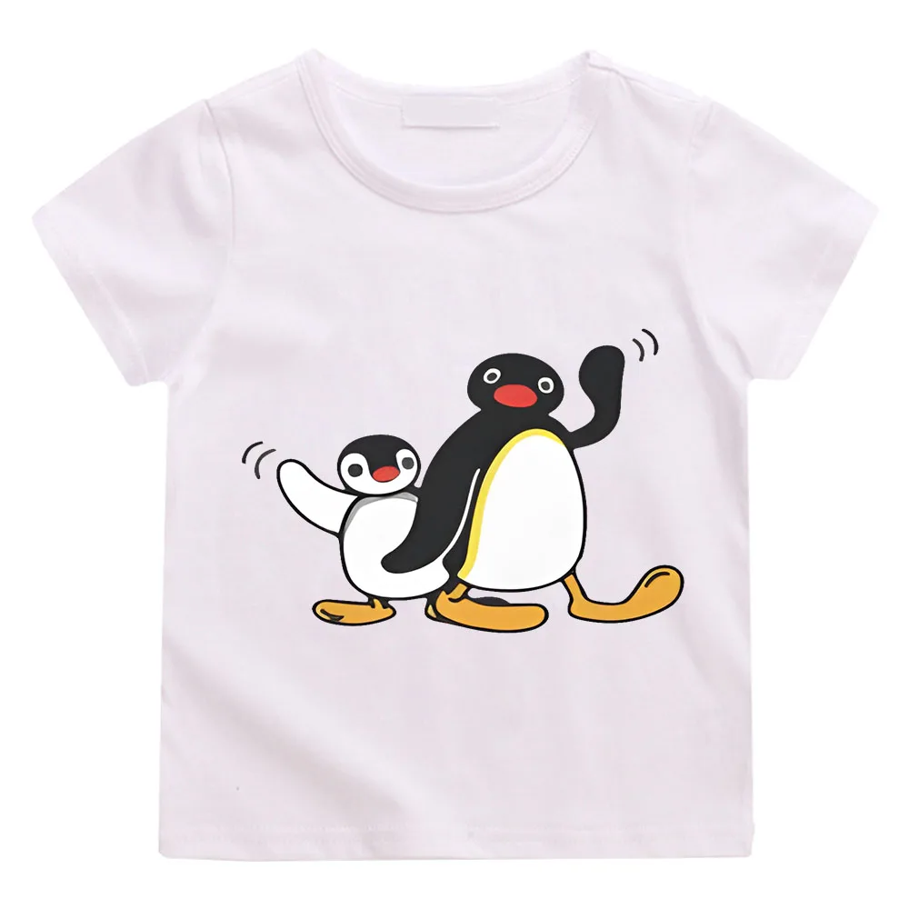 Kids T Shirts Penguin Series Cartoon Meme Child Retro Cute Funny Manga Tshirts Camisas Tops T Shirts 100% Cotton Short Sleeve