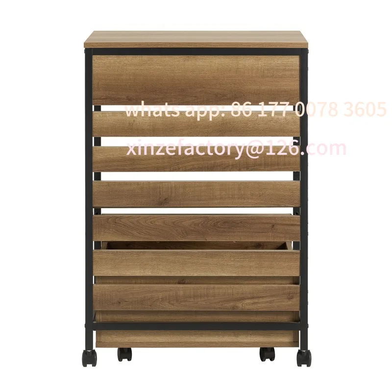Customizable Serving Trolley with 1 Removable Storage Struhe Kitchen Trolley on Roller Trolley Bar Cart