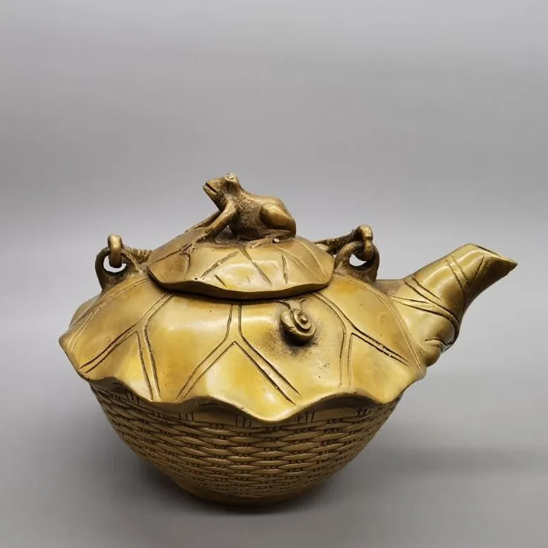 Antiqued Brass Frog , Home Living Room Decorative Piece, Copper , Wine Pot, Teapot