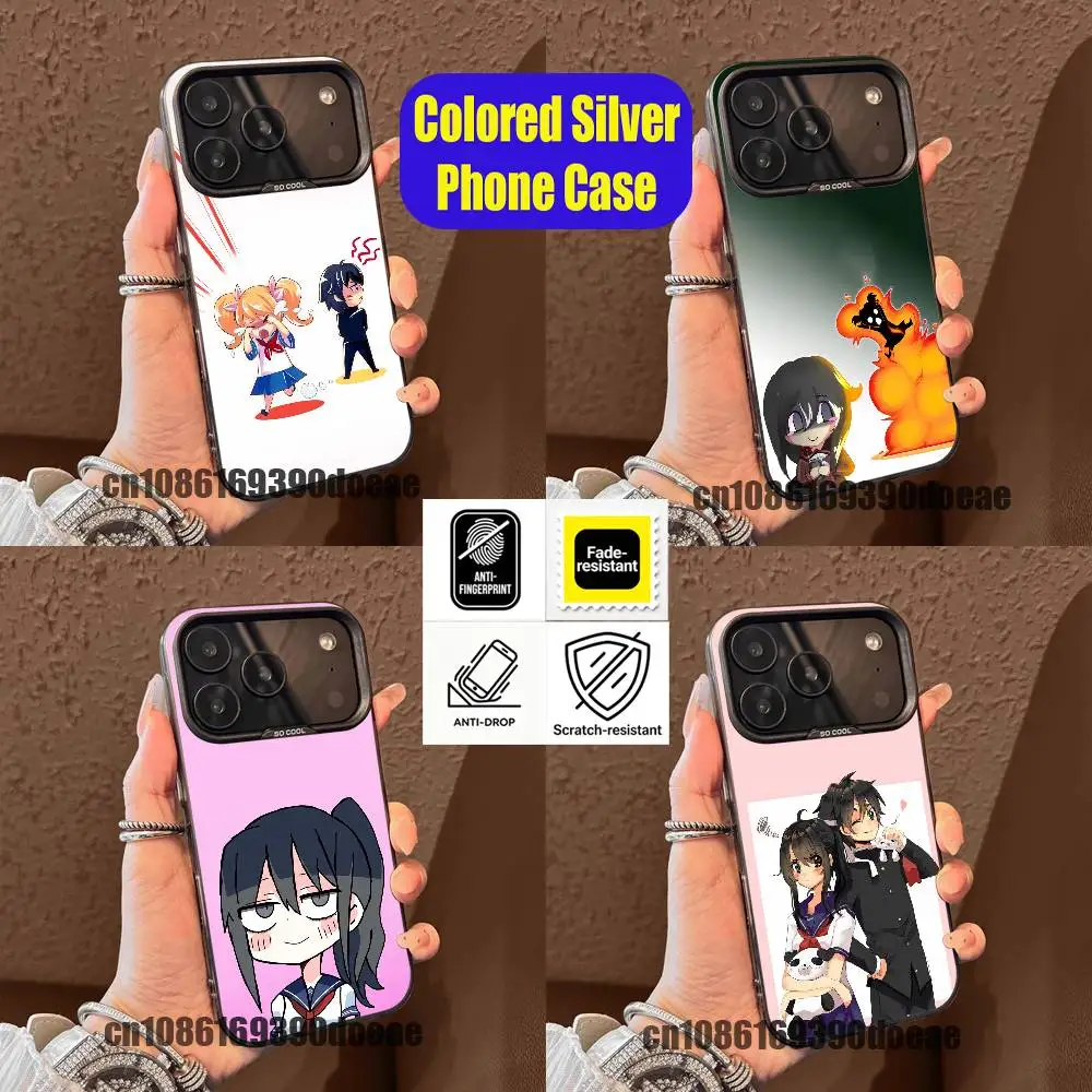

For Y-Yandere S-Simulator Ayano Aishi Taro Yamada Phone Case iPhone 15,12,11,14,13,16,17,Max,Plus,Pro,Mini Custom Silver Cover