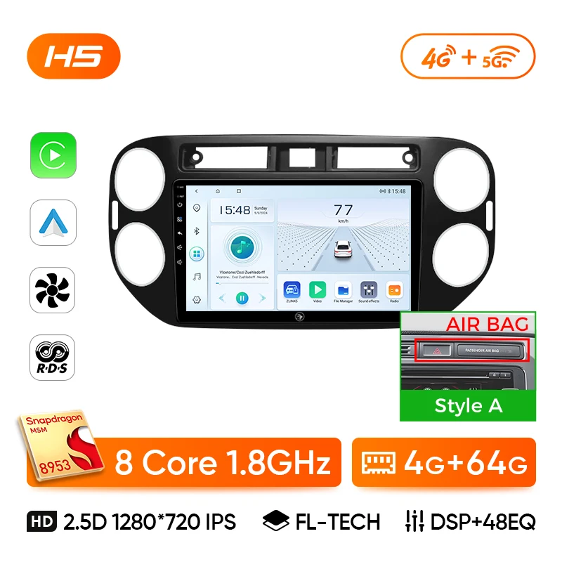Ainavi autoradio voor Volkswagen VW Tiguan 2006 2010 2016 Golf Plus draadloze Carplay Android Auto autoradio multimediaspeler - afbeelding 1
