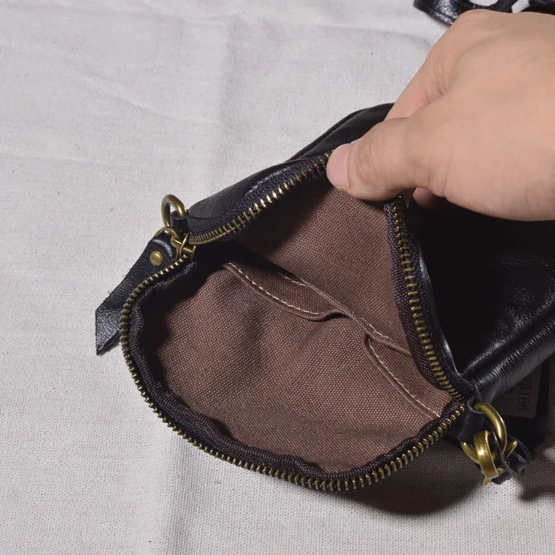 AETOO Leather chest bag Men\'s commuter phone bag Small bag multi-functional small bag cowhide waist pack one shoulder crossbody