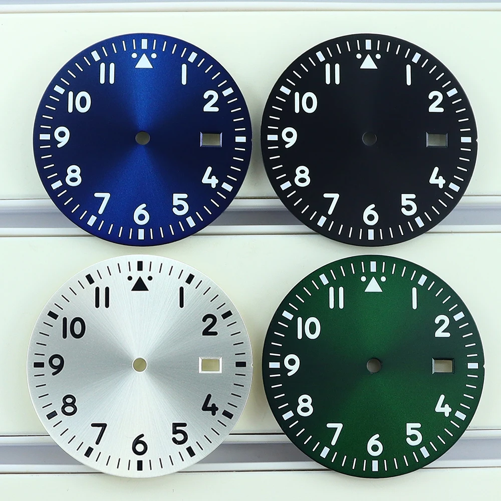 33.8mm C3 Luminous Single Date Dial for No-logo Modified Pilot Watch Dial Watch Spare Part For NH35 NH36 ETA2824 PT5000 movement