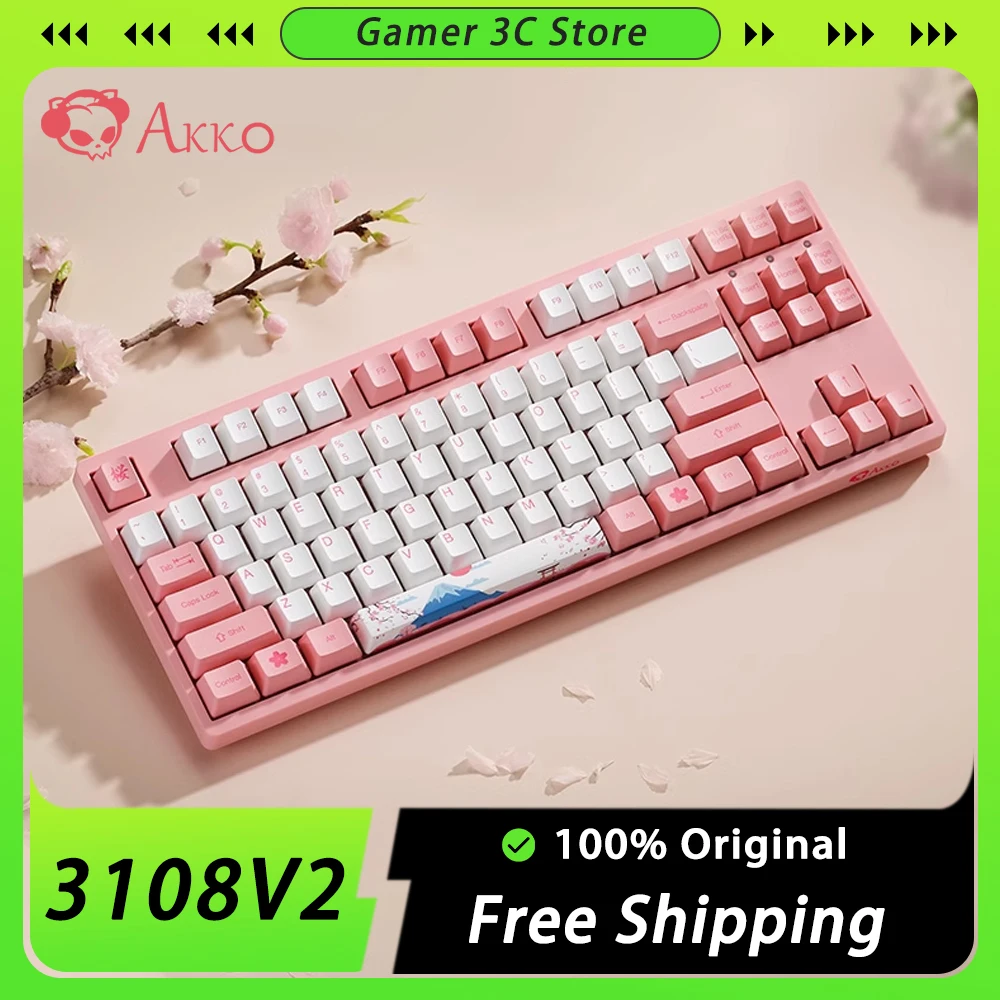 

Akko 3108V2 Mechanical Keyboard Sakura Fujiyama 87 keys 108 keys Gaming Keyboard PBT Custom Programming Pc Gamer Win Office Mac