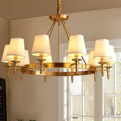 Retro American Style Gold Copper Lamp Chandelier for Living Room Bedroom Dining Room Kitchen Villa Luxury Villa Pendant Light