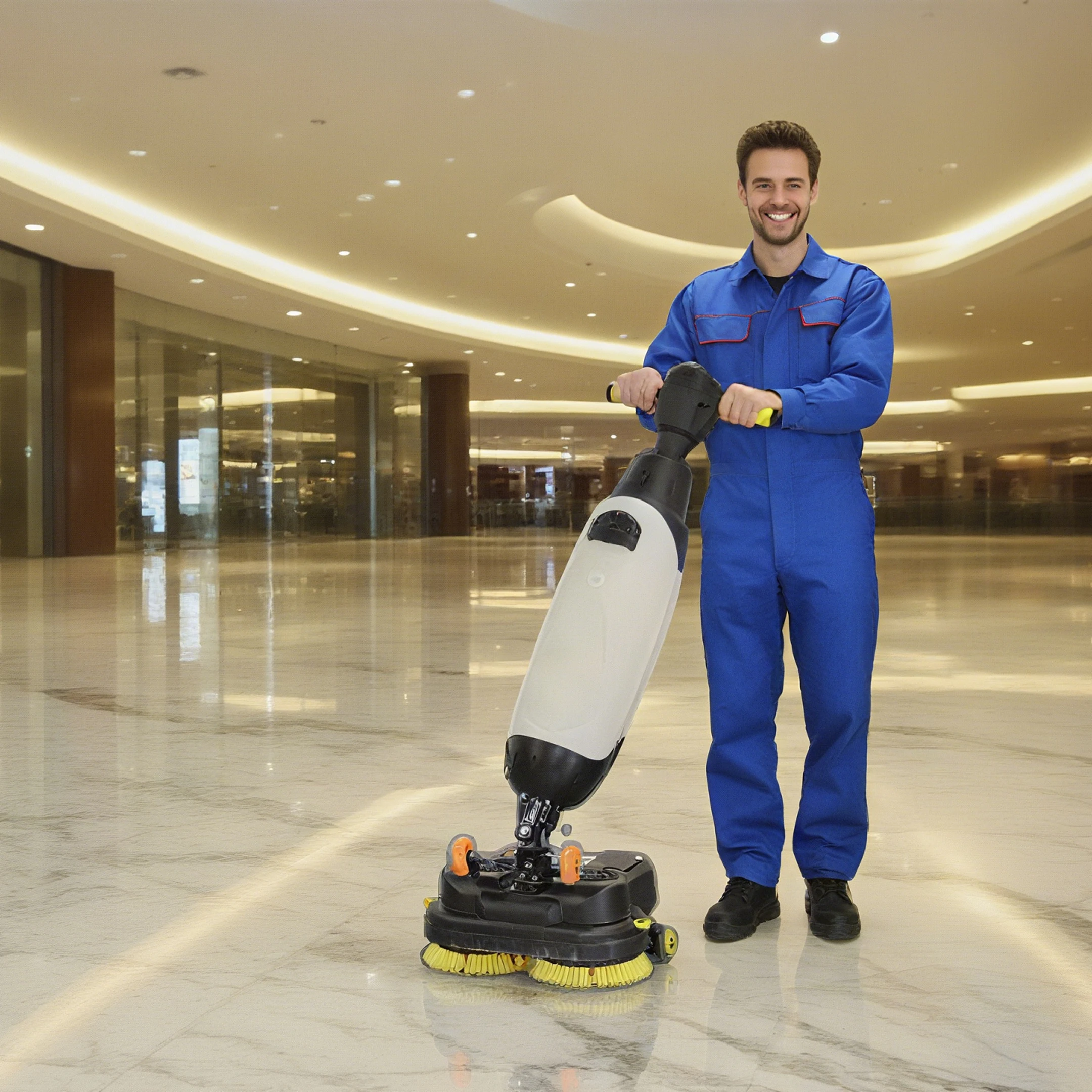 Handheld Tiles Floor Scrubber 17in Clean Width Self-Propelled Walk-behind Cleaning Machine