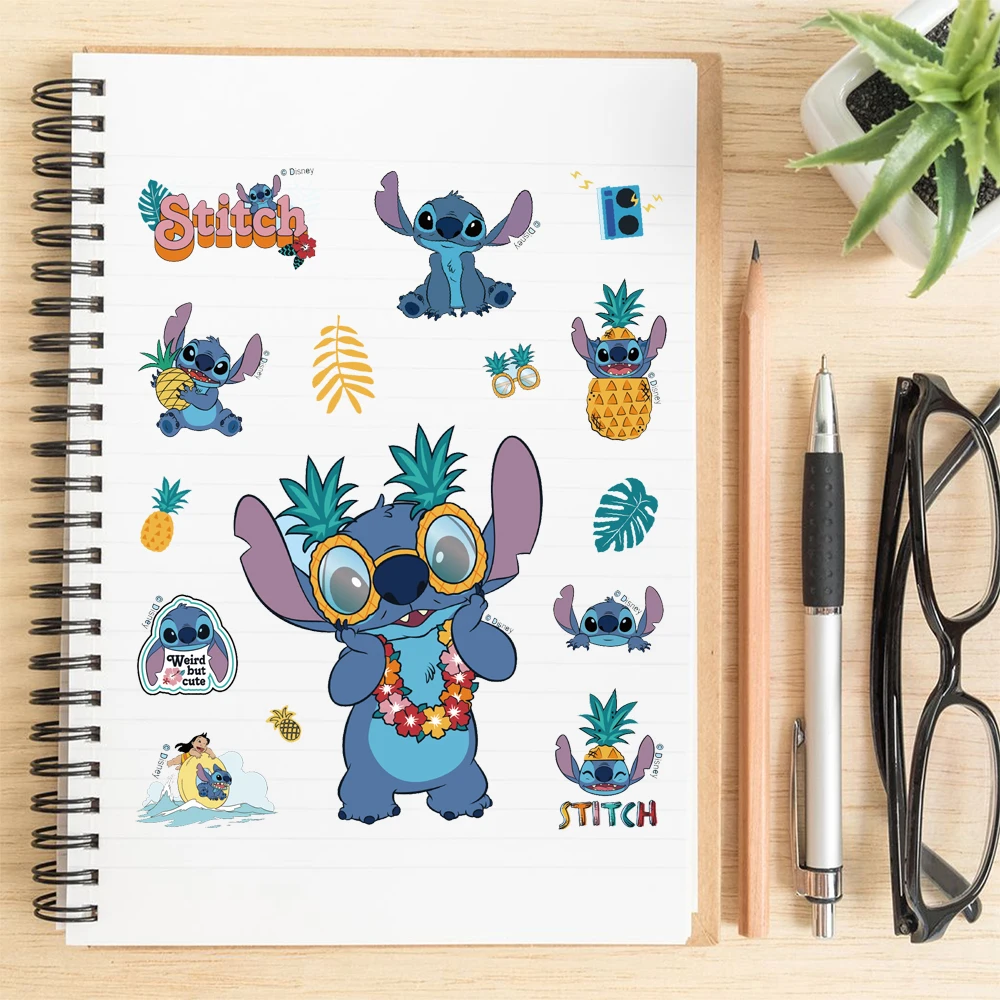 8/16/32Pcs Disney Stitch Stickers Anime Decal Skateboard Laptop moto chitarra Cute Kawaii Cartoon Movie Sticker Pack Kid Toy