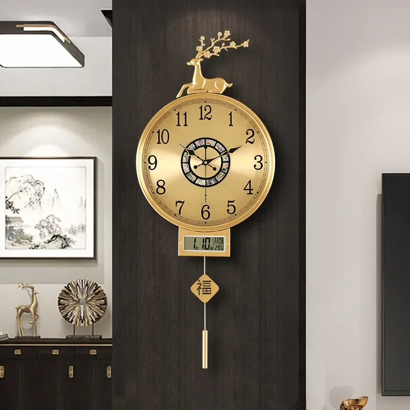 Minimalist Light Wall Clocks Chinese Style Modern Aesthetic Clock Wall Interior Silent Horloge Home Decor