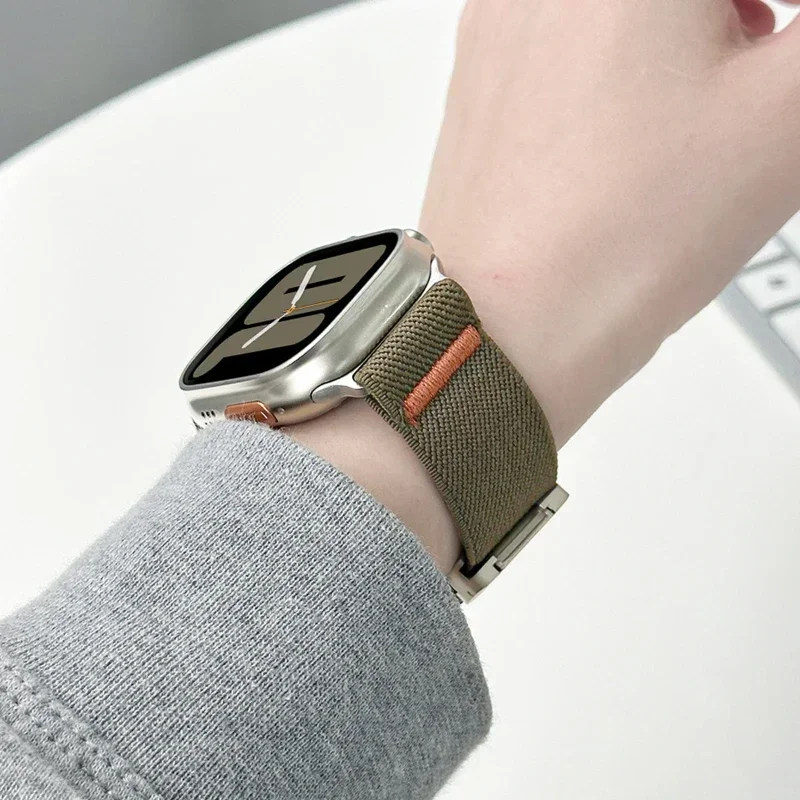 Armband mit Fallschirmriemen für Apple Watch Ultra 2, 49 mm, 45 mm, 46 mm, 44 mm, 42 mm, 40 mm, 41 mm, Armband für iWatch Series 10, 9, 8, 7, 6, 3, SE. – Detail 11
