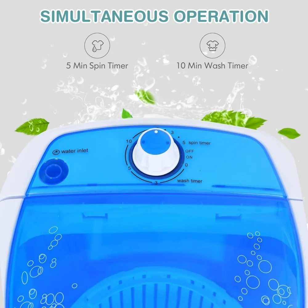 Portable Washing Machine, 5.5 LBS Small Single Tube Washer with Spin Dryer, Compact Laundry Washer