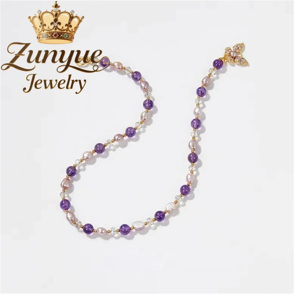 قلادة على شكل فراشة من لؤلؤ المياه العذبة الطبيعية، إكسسوار سلسلة الترقوة بسيط وأنيق، مجوهرات عصرية بقلادة متخصصة