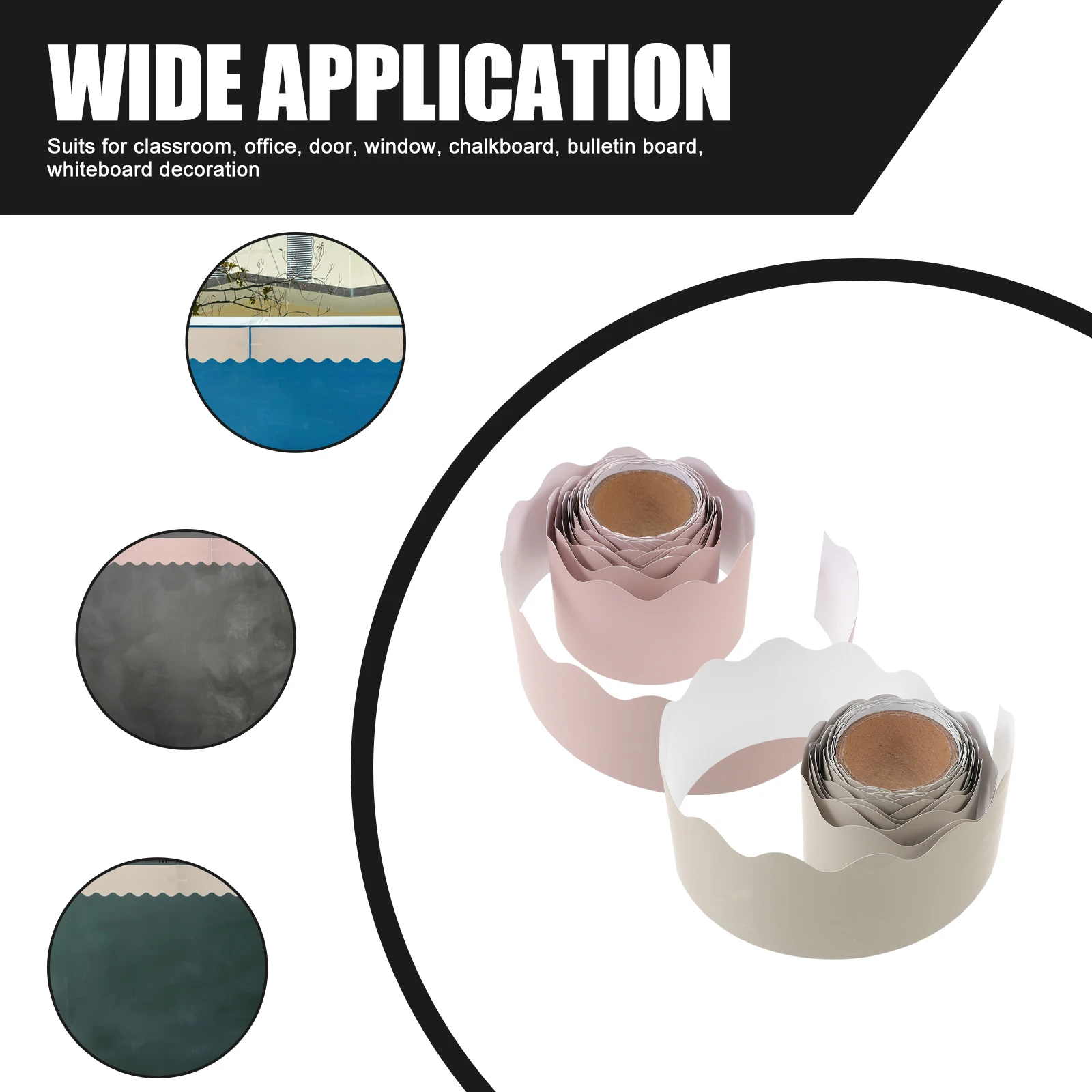 

2 Rolls Coated Paper Border of Bulletin Board Stickers Ruffled Borders Pastel Classroom