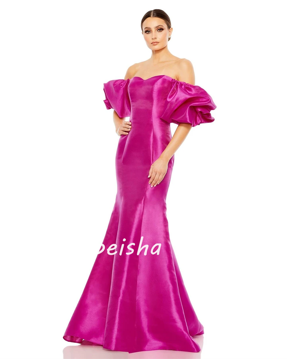 Satin Ruched Clubbing Mermaid Off-the-shoulder Bespoke Occasion Gown Long Dresses