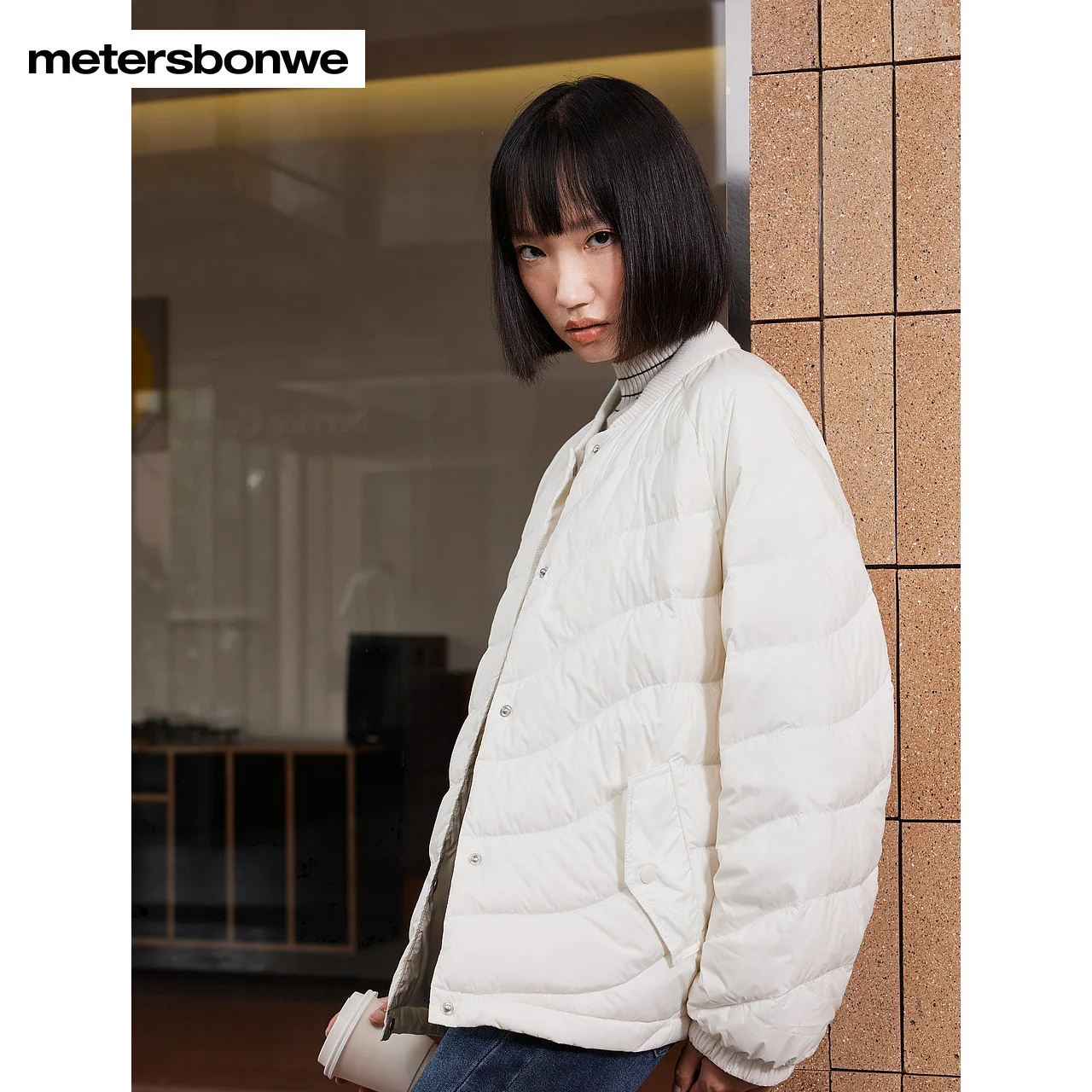 Metersbonwe-Women\'s Jacket Puffer Loose Baseball Collar Fill Fluffy 90  Duck Down Thin Comfortable Warm Winter