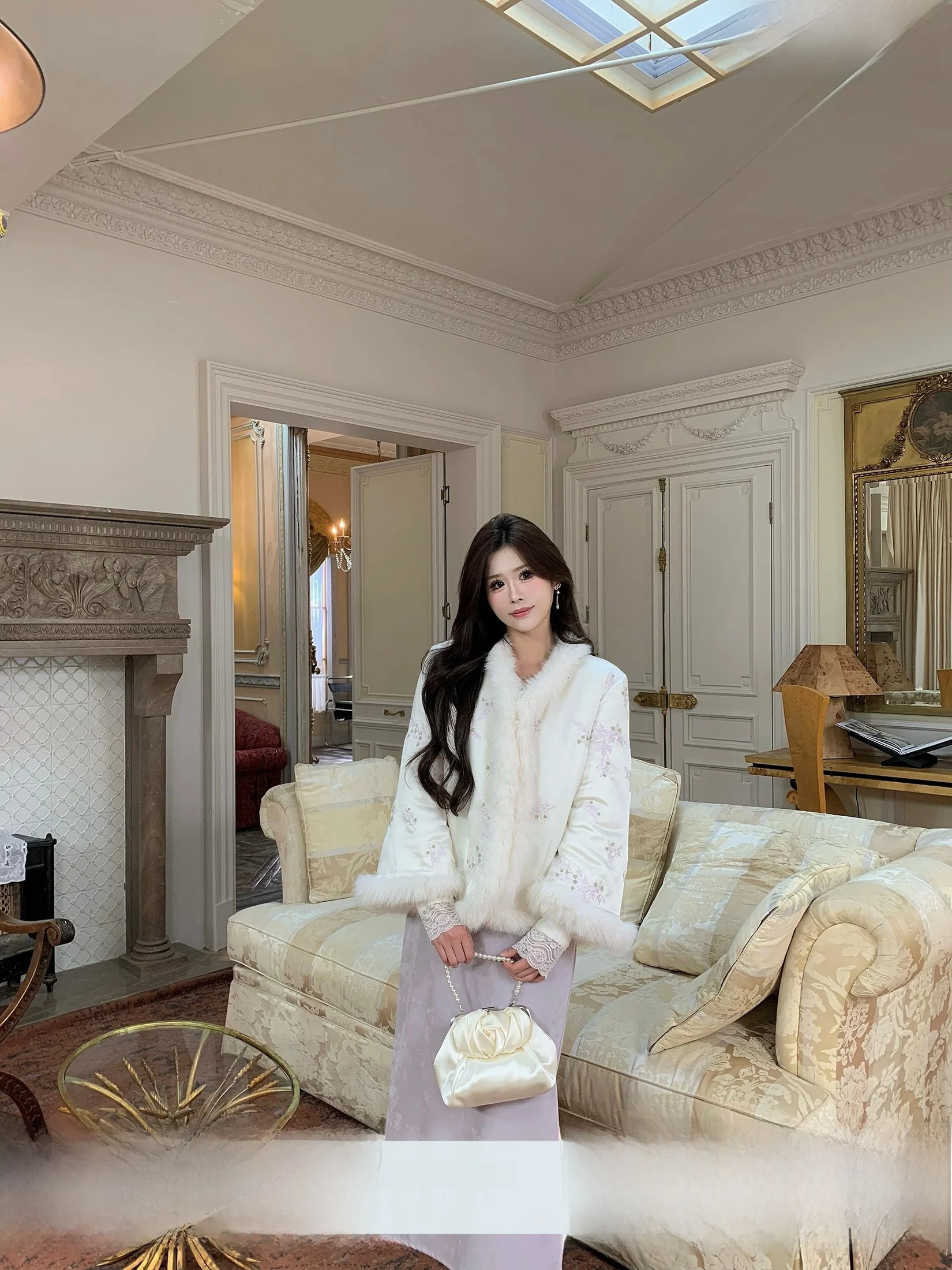 

New Chinese Style Furry Jacket Women Winter Large Size Zen Embroidery Patchwork Top Warm Fluffy Outerwear Female Premium Shor...