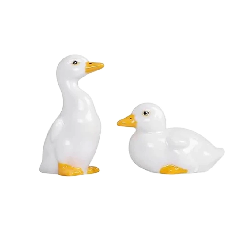92MF Ceramic Duck Figurines Pair Set of 2 for Desk and Shelf Display, White Pair