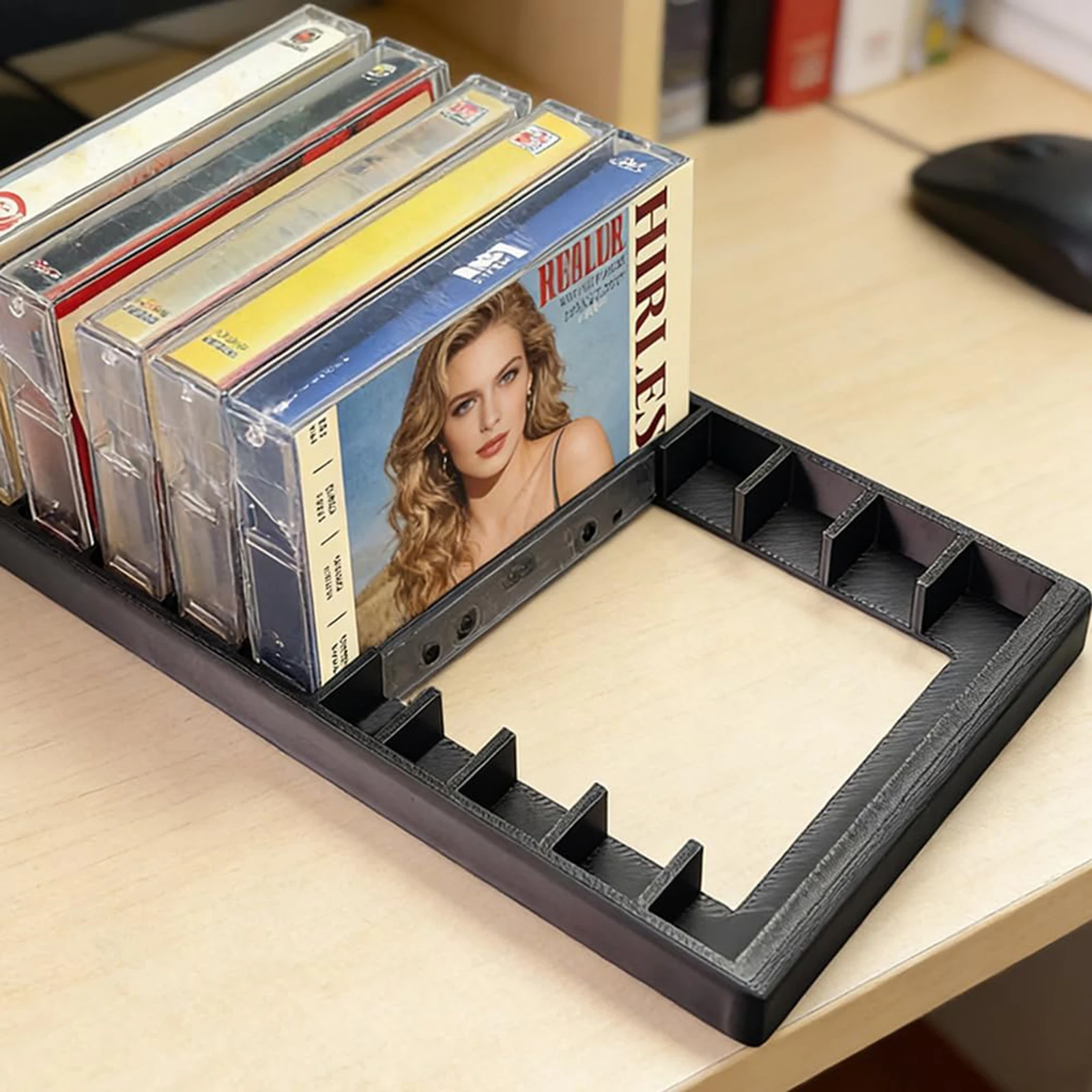 Magnetic Tape Storage Box Vintage Cassette Organizer Desktop Storage With Transparent Window And Anti-Slip Base For Music