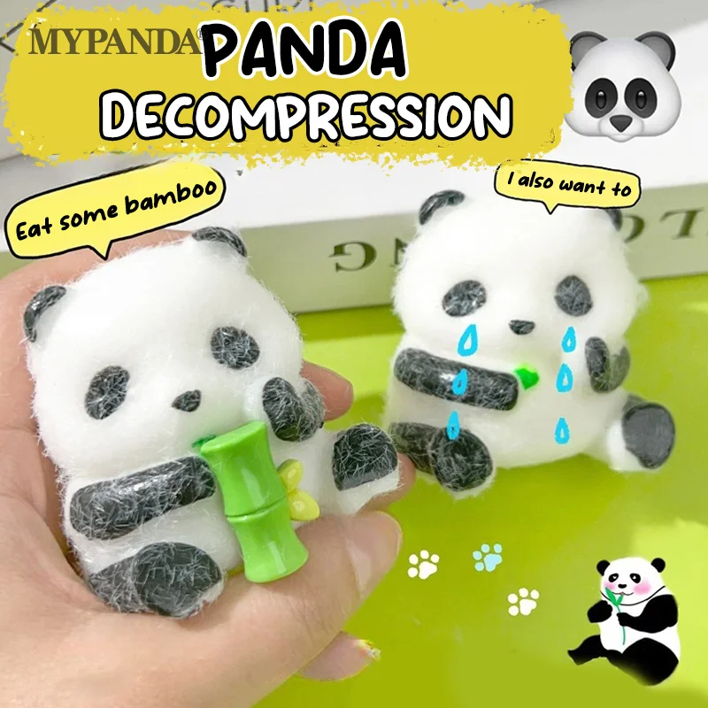 

Cute National Treasure Panda Decompression Small Toy Mini Giant Pandas Eat Bamboo Slow Rebound DIY Bear Fidget Toy