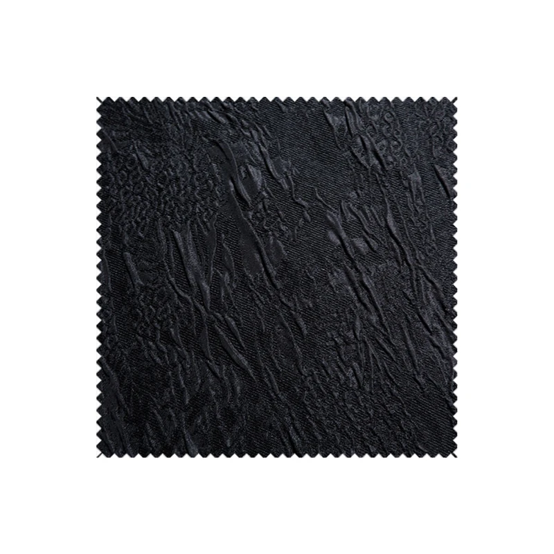 Jacquard Fabric Blended Solid Black Embossed Dark Pattern Designer Clothing Wholesale Cloth for Sewing Nylon Polyester Material