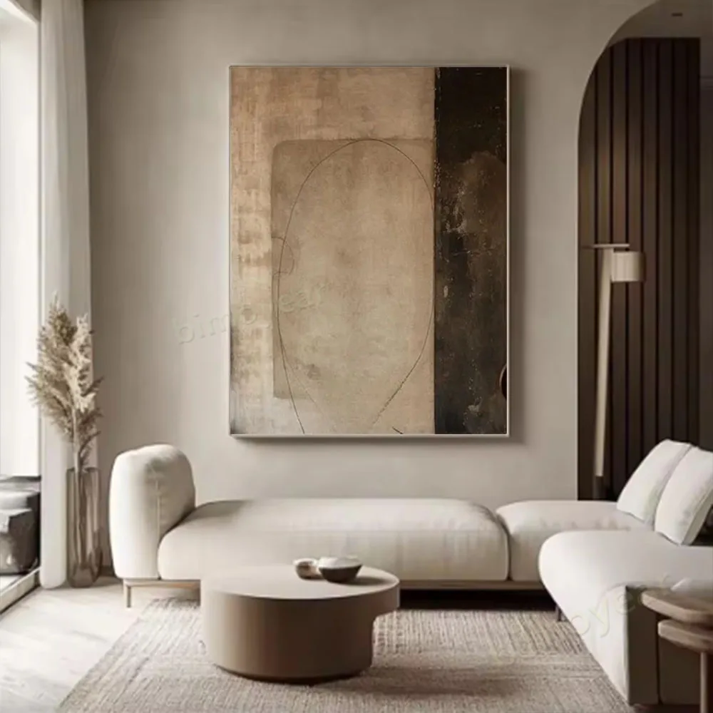 

100% hand drawn brown abstract oil painting original wall painting home living room decoration paint interior aesthetics