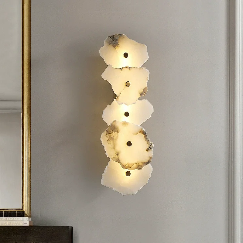 luxury postmodern Spanish marble wall lamp simple hotel living room bedroom bedside alabaster lights