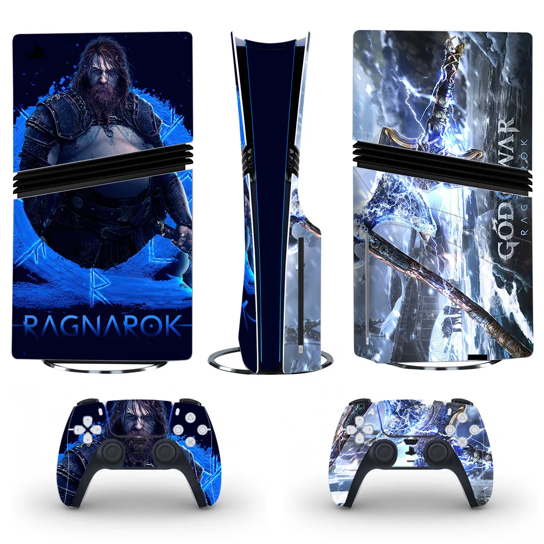 God of War PS5 Pro Disc Skin غطاء لاصق لوحدة التحكم و2 وحدات تحكم جديدة PS5 Pro Disk Skin Vinyl