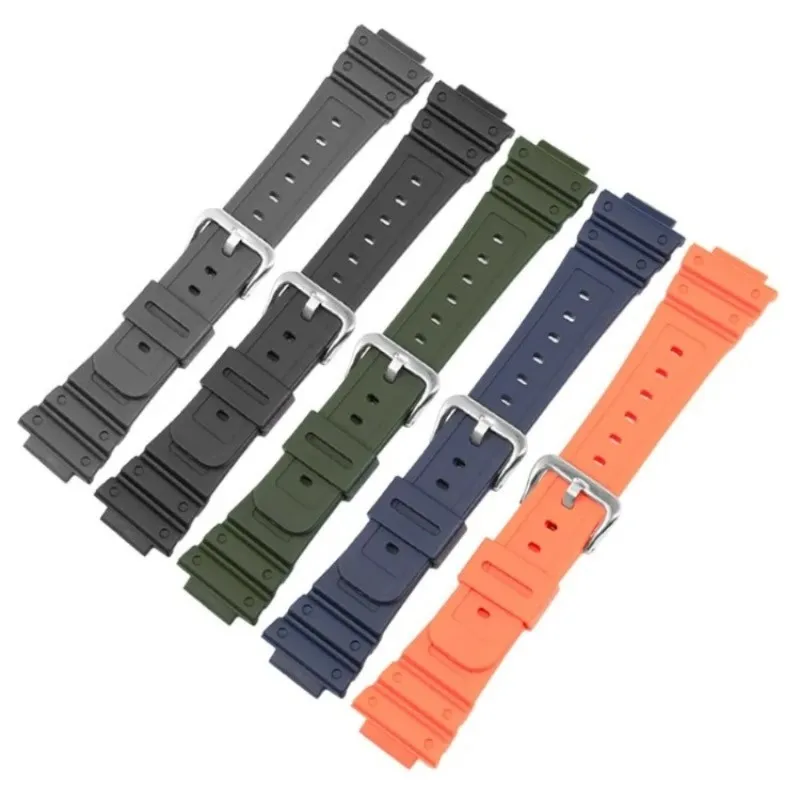 For DW5600/5610 GWB5600 Special Buckle Army Green Transparent Sky Blue Flexible Comfortable Resin Watch Strap