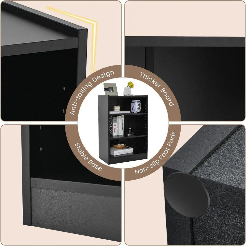 مجموعة خزانة كتب حديثة مفتوحة مكونة من 3 طبقات، مكونة من قطعتين، تتميز بـ 18 رفًا قابلين للتعديل وآمنًا ضد الإرسال، حل تخزين متعدد الأغراض