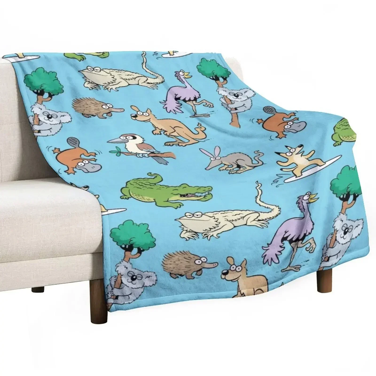 

Australian Animals Throw Blanket Travel sofa bed Loose Flannel Fabric Blankets