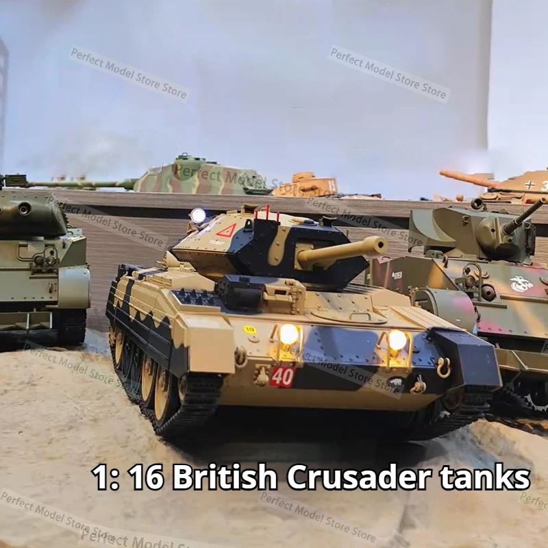 Coolbank 1:16 RC Tank UK Crusader Mk.III Model tank Combat Vehicle Light with Smoke Turret Rotation 360° Car Toys for Adult Boys
