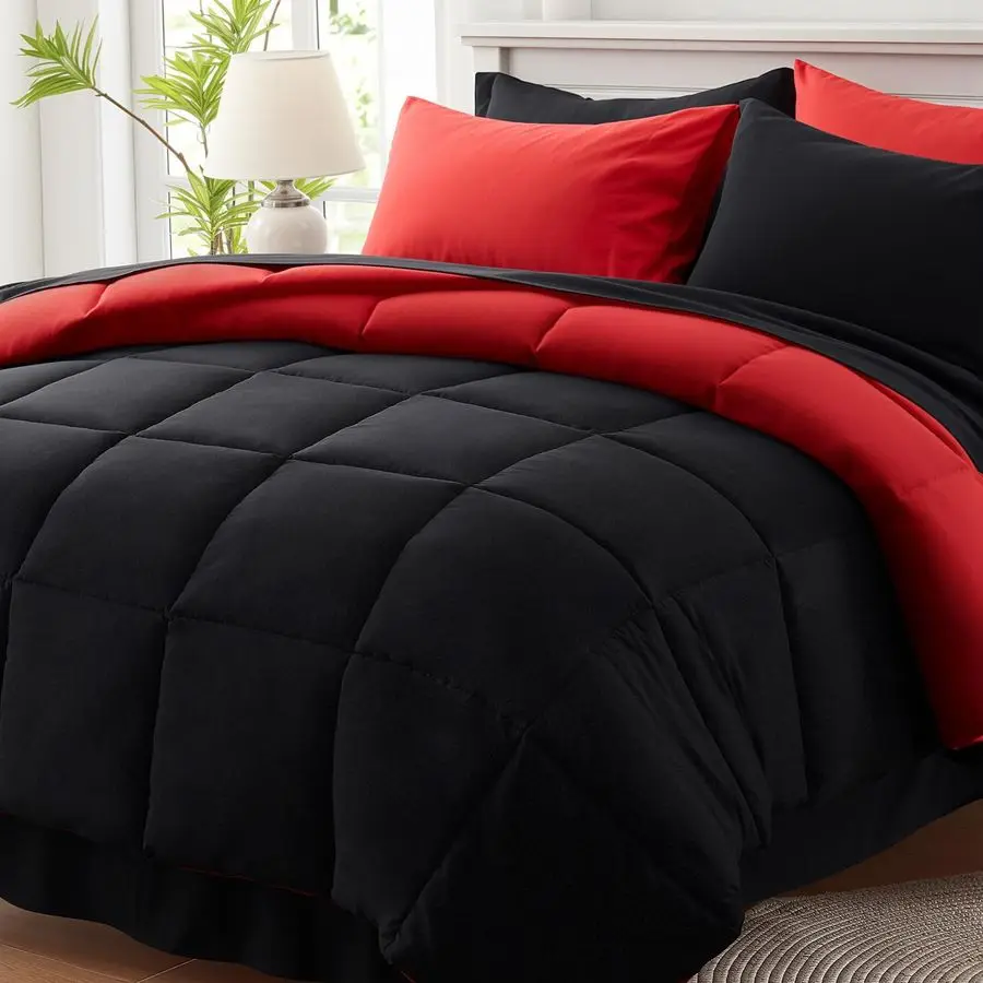 

Queen Comforter Set 7 Piece, Reversible Bed in a Bag Queen Size, Lightweight Bedding Set with 1 Comforter8888, 2 Pillow Shams, 2