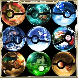 Anime Pokemon 3D Crystal Ball Toys Pikachu Eeevee Mew Piplup LED Light Anime Figurine Pokeball Kids Toy ANIME GIFT Collectable
