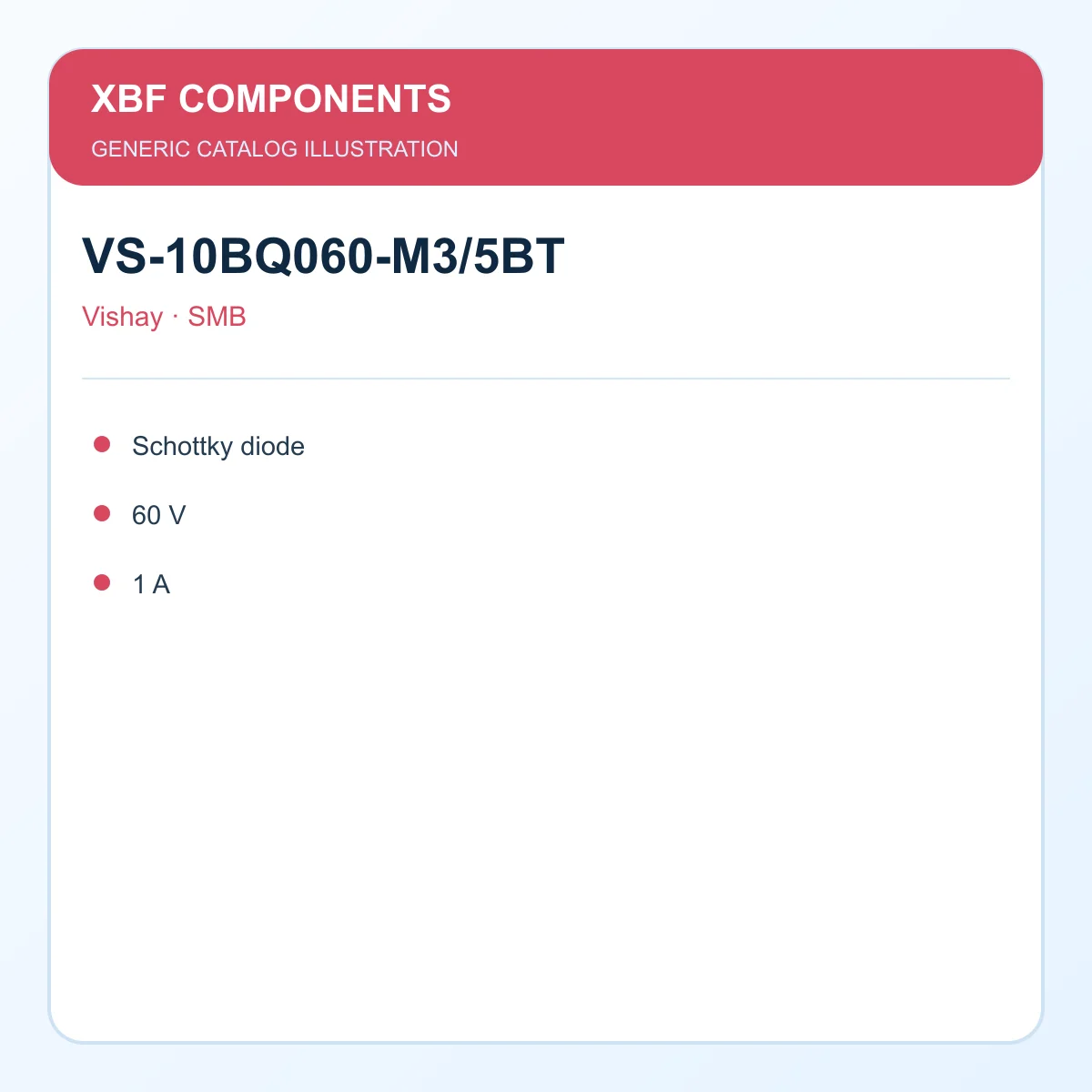 Vishay VS-10BQ060-M3/5BT Discrete Semiconductor Schottky diode, 60 V, 1 A SMB