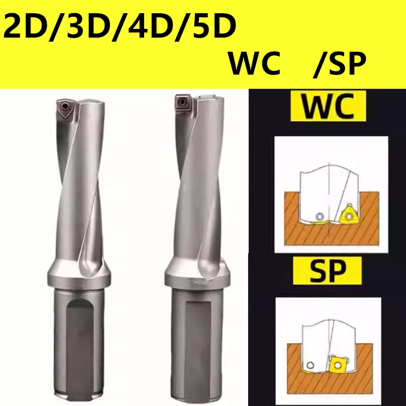 

SP U Drill With Inserts SPMG 2D 3D 4D 5D SP Indexable Bits Violent Drilling Tool Lathes CNC Flat bottom Water Jet Flat Bottom