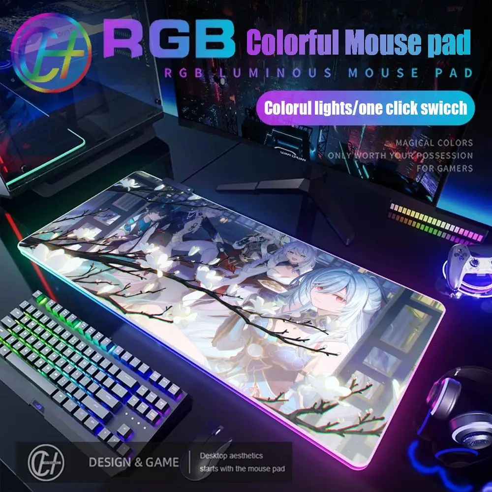 

Коврик для мыши Jing Liu Honkai Star Rail Jingliu Коврик для мыши RGB Gaming Mouse Pad Настольный коврик HD Gamer Большой светодиодный светильник XXL Коврик для мыши