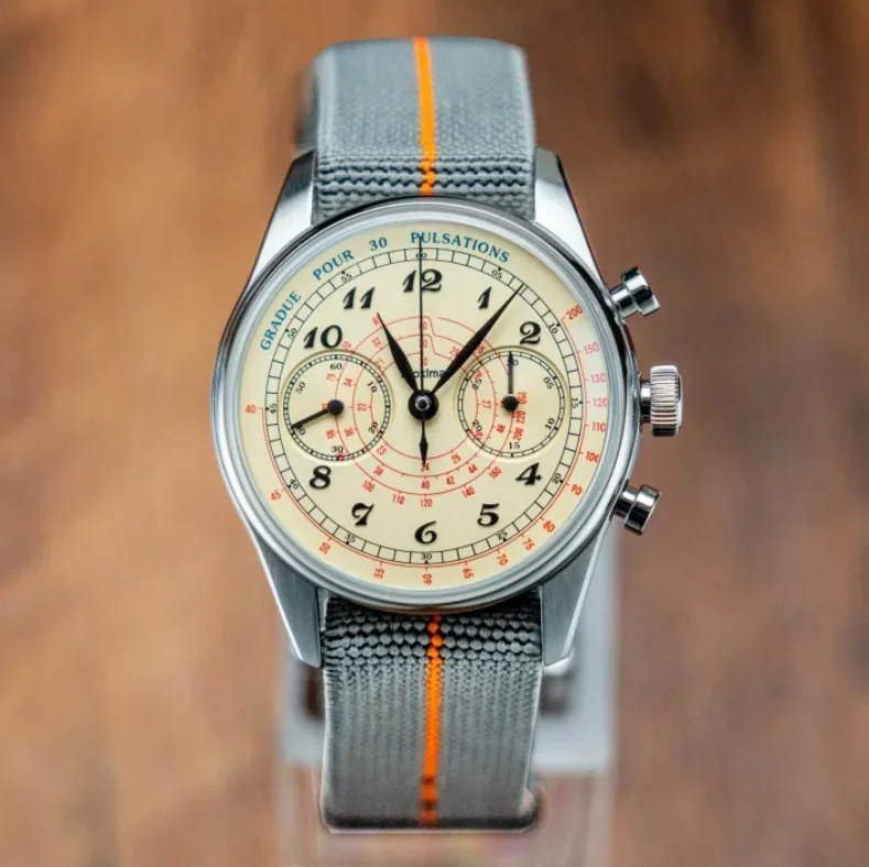 PROXIMA Men Chronograph Watch Pilot 39MM Manual Winding Mechanical Wristwatch 10ATM Waterproof Sapphire ST1902 Pulsations Dial