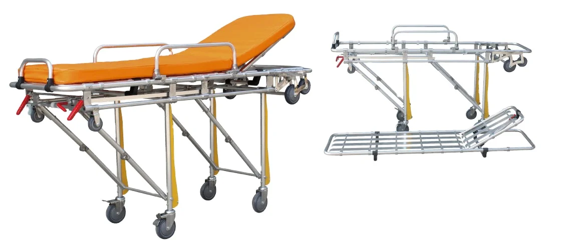 Medical Devices Hospital Collapsible Gurney Aluminum Alloy Ambulance Stretcher Trolley Patient Transfer Bed