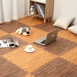 Wood Pattern Flooring Square Puzzle Living Room Rug Waterproof and Non-slip Stitching Mat Baby Sports Play Mat Decorative Carpet