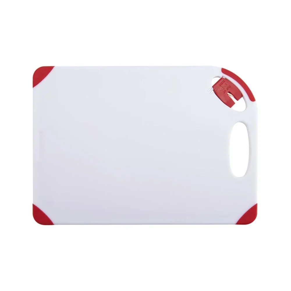 Nonslip Poly Cutting Board with Knife Sharpener Reversible Durable Food Prep Dishwasher Safe Kitchen Tool