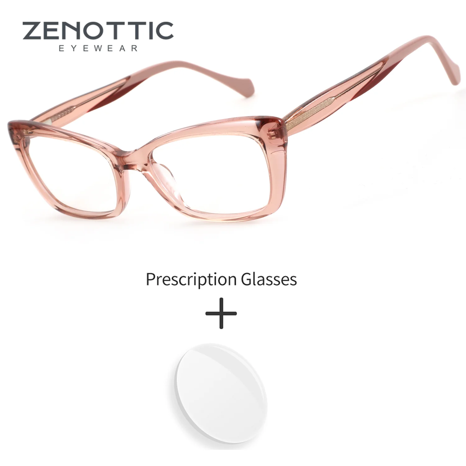 

ZENOTTIC (S Size) Blue Light Blocking Glasses Women Butterfly Prescription Acetate Photochromic Transition Lenses Myopia Out
