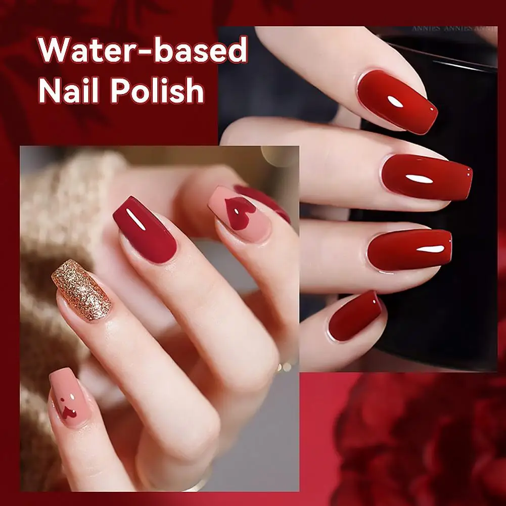 7ml Pink Glitter Water Based Nail Polish Quick Dry No UV Lamp Needed Pearl Effect Shinning Varnish DIY Nail Art
