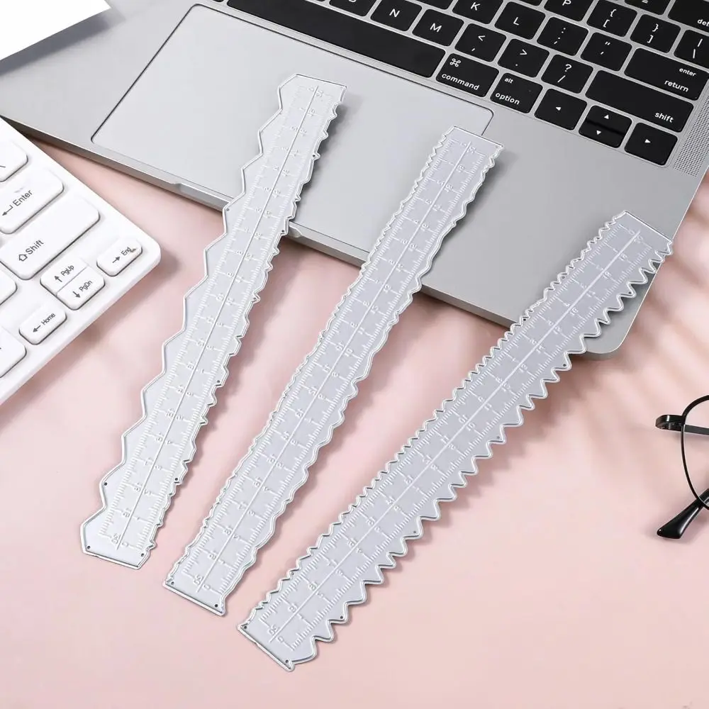 3pcs Metal Irregular Edge Ruler Craft Measuring Embossing Deckle Edge Ruler Cutting Paper Cutting Paper Ruler for Cutting Paper