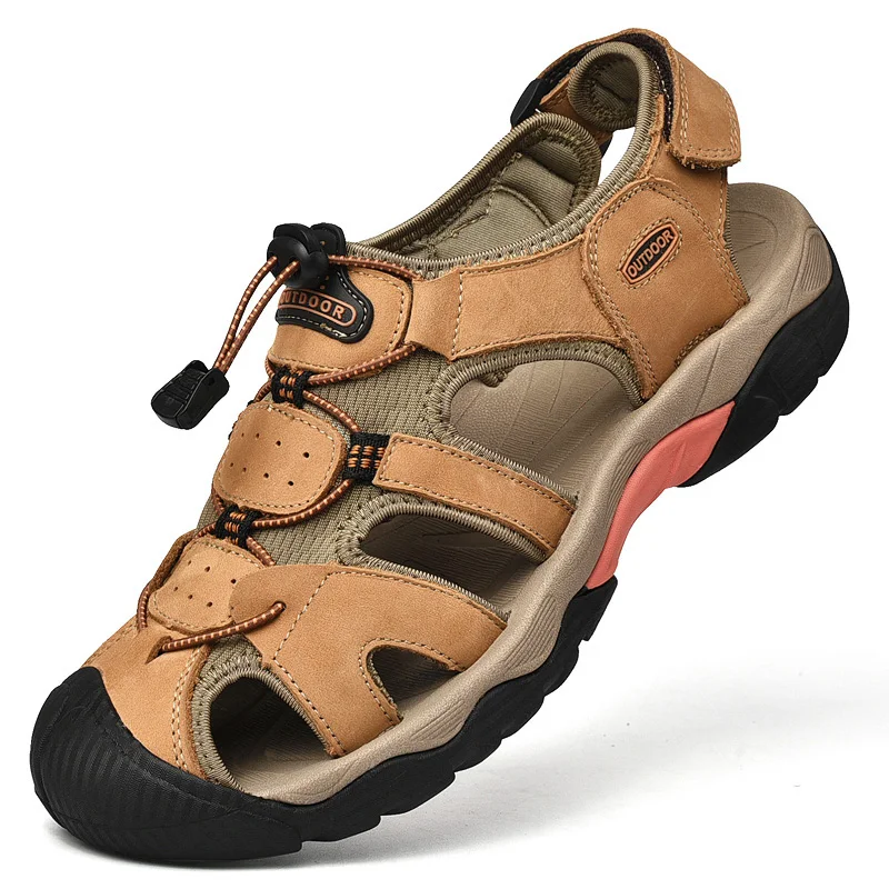 2024 Genuine Leather Men Shoes Summer New Large Size Men's Sandals Men Sandals Fashion Sandals Slippers Big Size 38-47